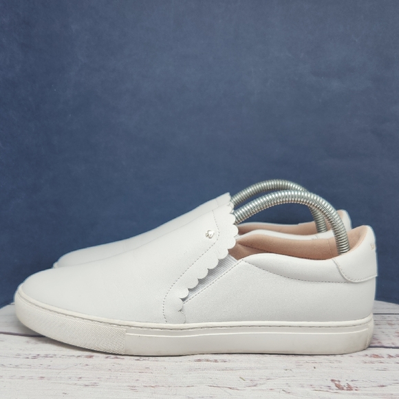 Kate Spade | Aleta Scallop White Leather Slip On Loafers Sneakers Size 10 - Picture 1 of 10